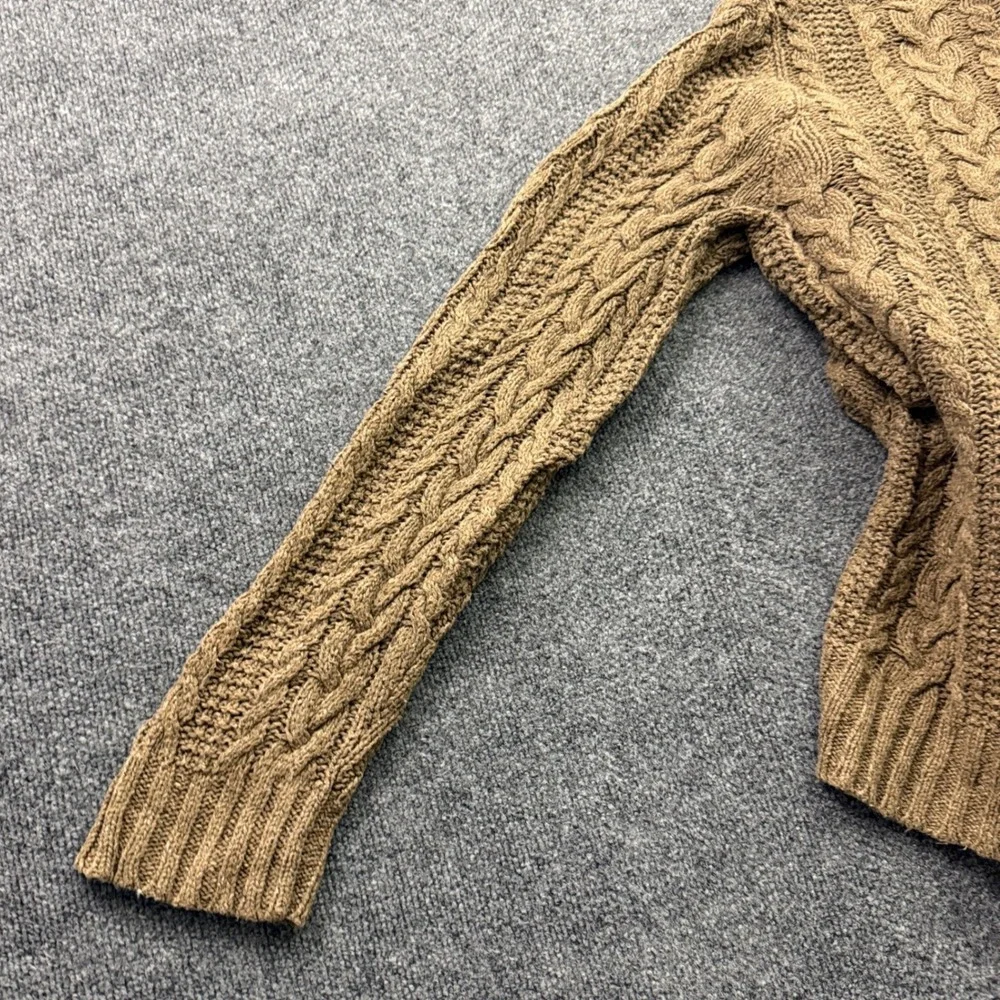 Polo Ralph Lauren Cable Knit Sweater Mens XXL Brown Cotton Hemp Roll Coller